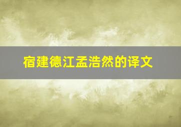 宿建德江孟浩然的译文