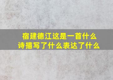 宿建德江这是一首什么诗描写了什么表达了什么