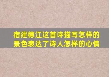 宿建德江这首诗描写怎样的景色表达了诗人怎样的心情