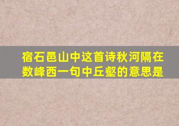 宿石邑山中这首诗秋河隔在数峰西一句中丘壑的意思是