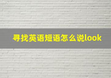 寻找英语短语怎么说look