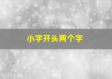 小字开头两个字