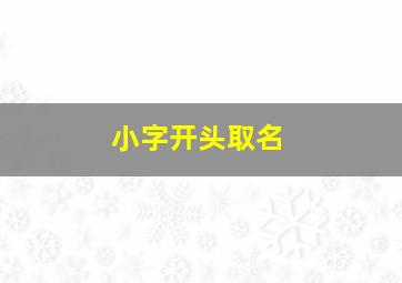 小字开头取名