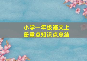 小学一年级语文上册重点知识点总结