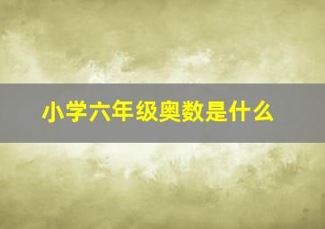 小学六年级奥数是什么