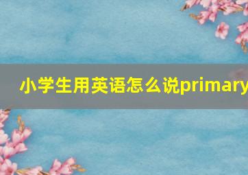 小学生用英语怎么说primary