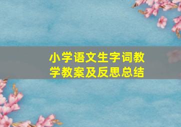 小学语文生字词教学教案及反思总结