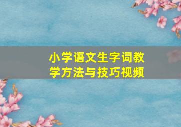 小学语文生字词教学方法与技巧视频