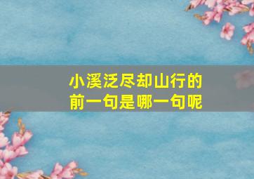 小溪泛尽却山行的前一句是哪一句呢