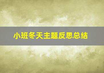 小班冬天主题反思总结