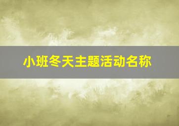 小班冬天主题活动名称