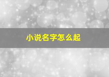 小说名字怎么起