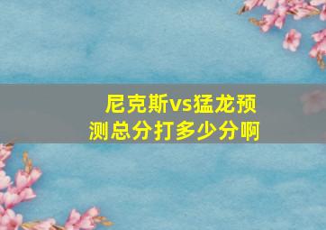 尼克斯vs猛龙预测总分打多少分啊