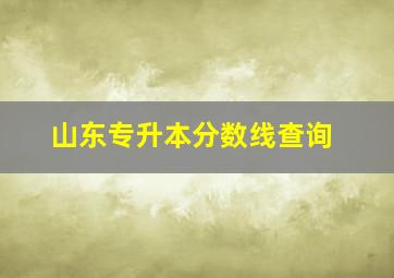 山东专升本分数线查询