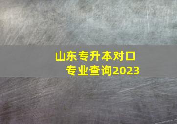 山东专升本对口专业查询2023