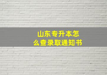 山东专升本怎么查录取通知书