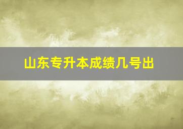 山东专升本成绩几号出