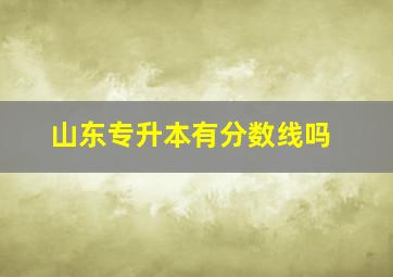 山东专升本有分数线吗