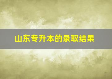 山东专升本的录取结果