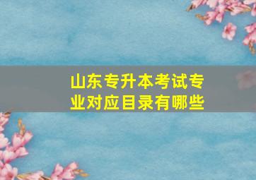 山东专升本考试专业对应目录有哪些