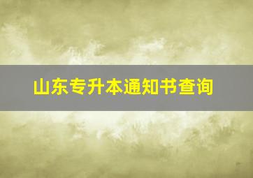 山东专升本通知书查询