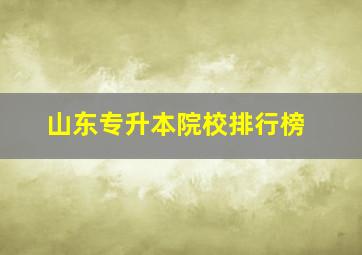 山东专升本院校排行榜