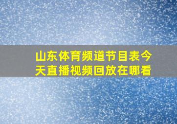 山东体育频道节目表今天直播视频回放在哪看