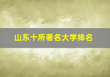 山东十所著名大学排名