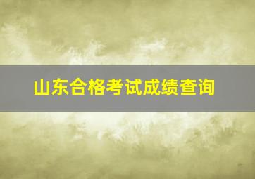 山东合格考试成绩查询