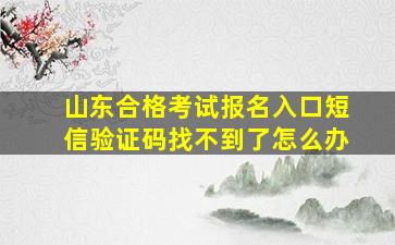 山东合格考试报名入口短信验证码找不到了怎么办