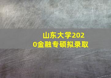 山东大学2020金融专硕拟录取