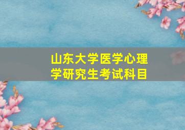 山东大学医学心理学研究生考试科目