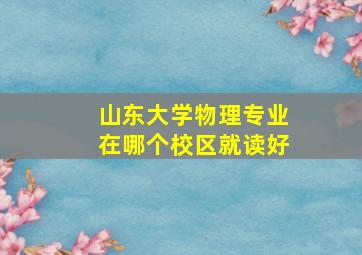 山东大学物理专业在哪个校区就读好