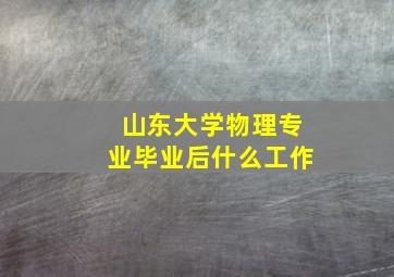 山东大学物理专业毕业后什么工作