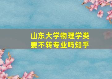 山东大学物理学类要不转专业吗知乎