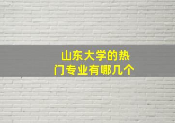 山东大学的热门专业有哪几个