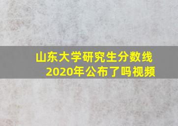 山东大学研究生分数线2020年公布了吗视频