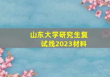 山东大学研究生复试线2023材料