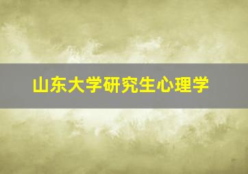 山东大学研究生心理学