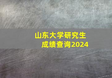 山东大学研究生成绩查询2024