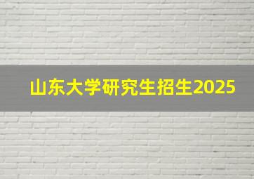 山东大学研究生招生2025