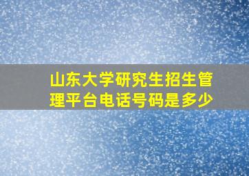 山东大学研究生招生管理平台电话号码是多少