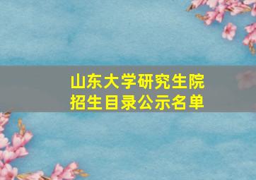 山东大学研究生院招生目录公示名单