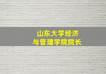 山东大学经济与管理学院院长