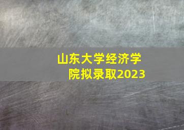 山东大学经济学院拟录取2023