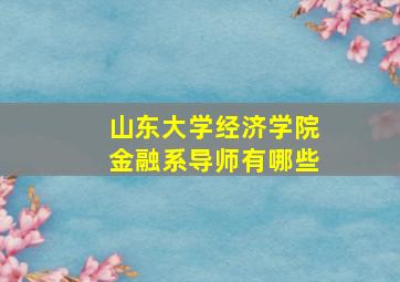 山东大学经济学院金融系导师有哪些