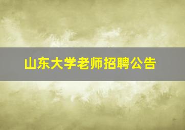 山东大学老师招聘公告