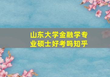 山东大学金融学专业硕士好考吗知乎