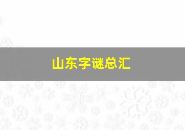 山东字谜总汇