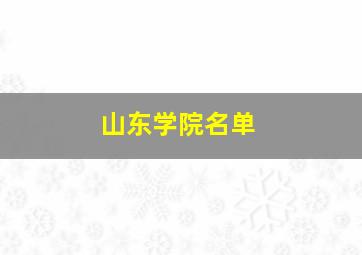 山东学院名单